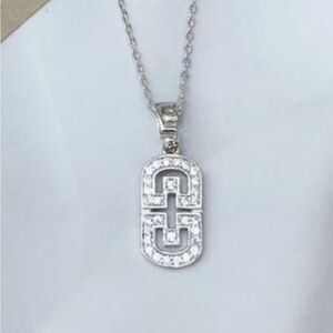 Deco Sterling Silver Pendant Necklace with CZ Stones